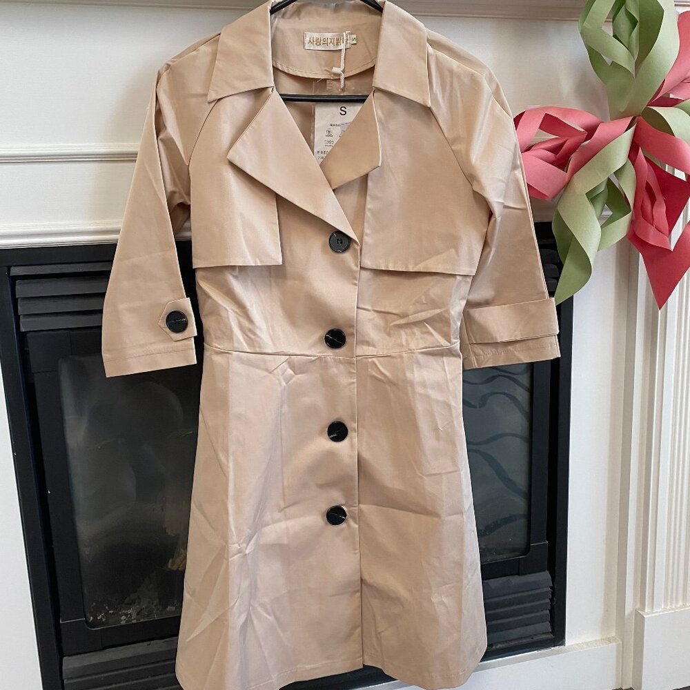 NWT Women's Fluttering Joy Belt 3/4 sleeves Trench Dress Office Dress